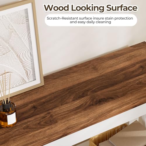 Vilaxing 3-Tier Wood Entryway Table 41.3" Console Shelf White
