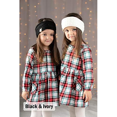 Funky Junque Exclusives Kids Ear Warmer Headband ? Fleece Lined Winter Ear Wrap for Toddler Girls & Boys, Cozy Knit Head Warmer & Earmuff Headband for Cold Weather - Ivory