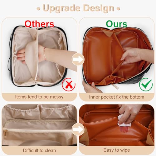 Travel Makeup Bags Set - Large Waterproof Cosmetic Organizer with Handle - Black Variation