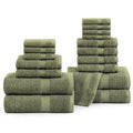 Lane Linen 18-Piece Bath Towel Set Oil Green - Large, Absorbent, Quick Dry
