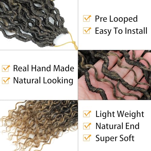 18 Inch Goddess Locs Crochet Hair - Boho Faux Locs 8-Pack #1B/27 Variation of THIS listing