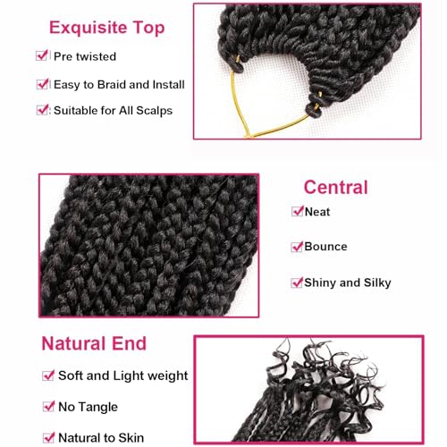 7 Packs 10 Inch Boho Goddess Box Braids Crochet Hair for Black Women - 1B#
