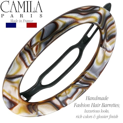 French Hair Barrette Clip Onyx 3x2 Inch Handmade No Slip Strong Hold
