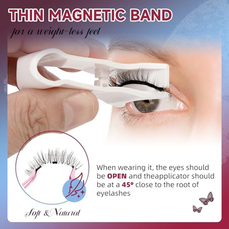 Mayhug Magnetic Eyelashes 3 Pairs, Reusable Magnetic Lashes with Applicator No Glue Needed Lash Clusters Kit Natural Look, Easy to Wear and Remove (3 Pairs-Kit 2)