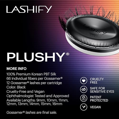Lashify Plushy 12mm Gossamer False Eyelashes in Black - Easy DIY Natural Look