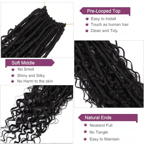 18-Inch Goddess Locs Crochet Hair Pack of 8 for Black Women - Boho Faux Locs
