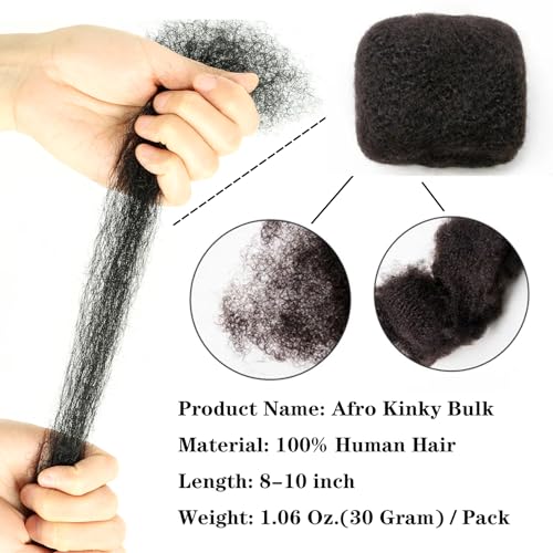 Vligcor Afro Kinky Human Hair Extensions 8 Inch, 2 Bundles Natural Black