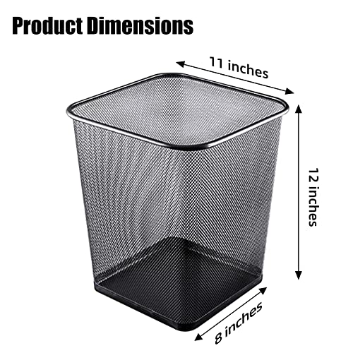 SHSYCER Black 6-Gallon Square Metal Mesh Trash Cans - 10 Pack Office & Home Wastebaskets (Variation: Black-6Gallon)