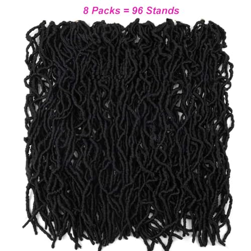 Layashow 24in Soft Locs Crochet Hair Pre-Looped 8 Packs 1B (Pack of 8, 24 Inch)
