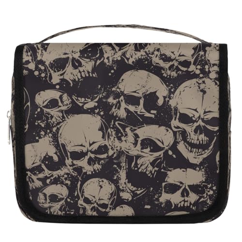 Travel Toiletry Bag for Women & Men Bohemian Skull Cool Hanging Cosmetic Organizer Portable Waterproof Makeup Case Make Up Bag with Compartments Travel Essentials for Bathroom Shower