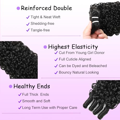12 Inch Burmese Curly Human Hair Bundles Water Wave Spiral Curl Natural Black