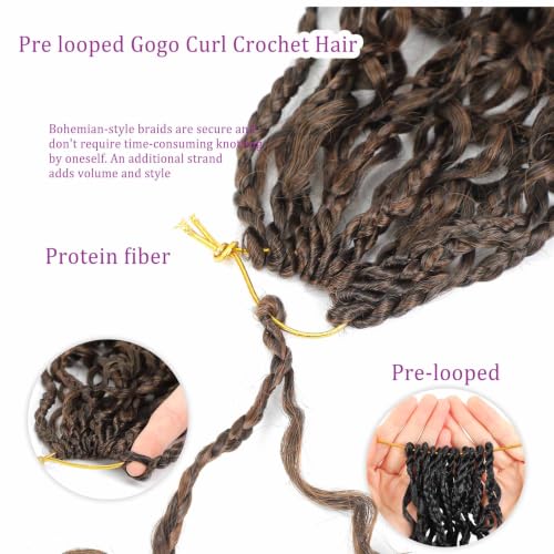Pre Looped GoGo Curl Crochet Hair 12 Inch - 9 Packs Blonde & Black