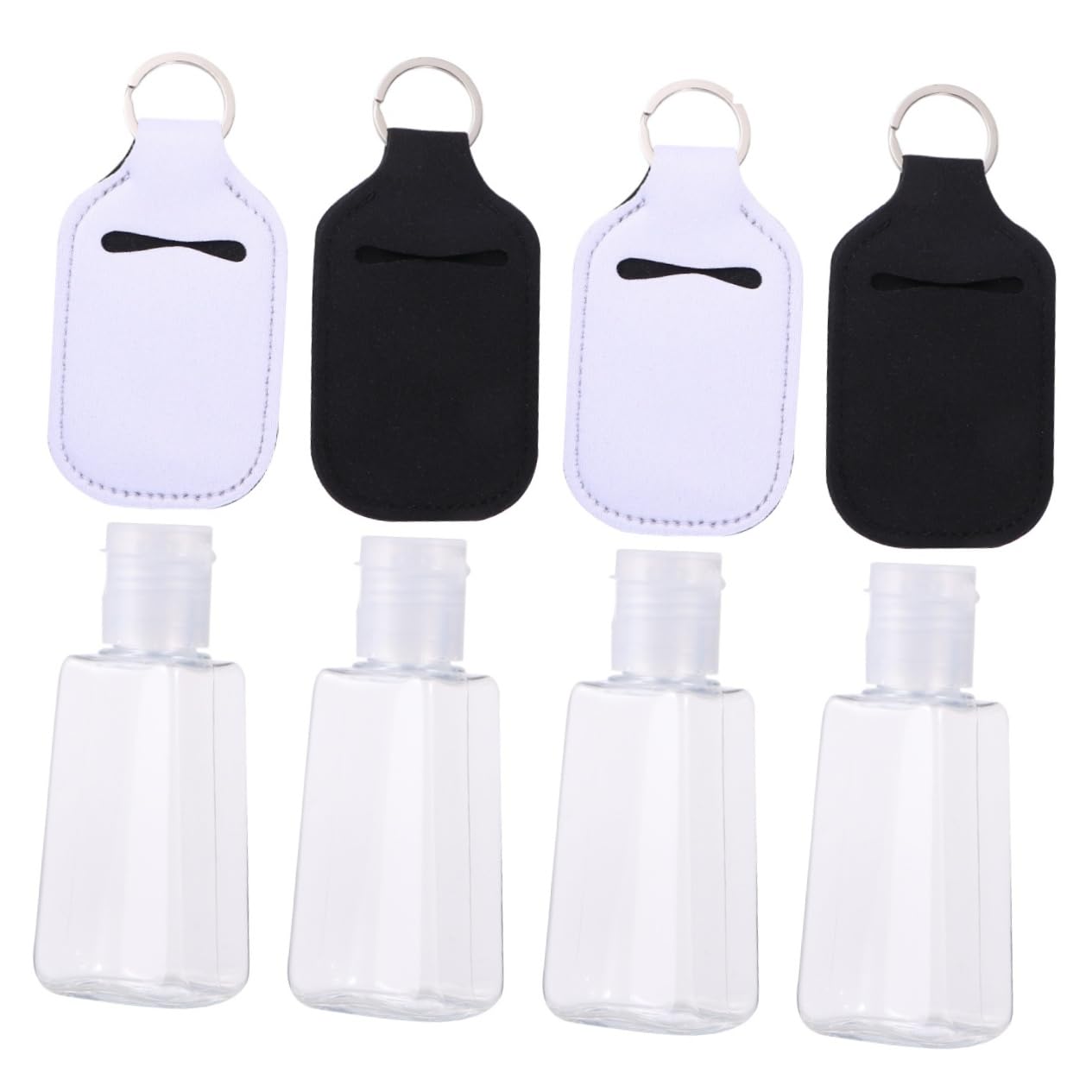 Ipetboom 4 Set Refillable Bottles with Keychain Holders Portable Empty Hand Containers for Soap Lotion and Liquids Bottles Neoprene Covers