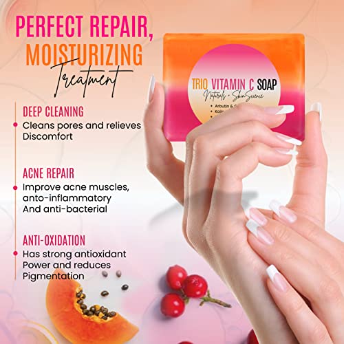 Organic Kojic acid & Vitamin C Soap Bar | Arbutin, Glutathione | Advanced Glowing formula, Replenish, & Radiant Skin | Pure Natural Pigmentation For Face & Body Cleanser - 5 OZ Each| (6)