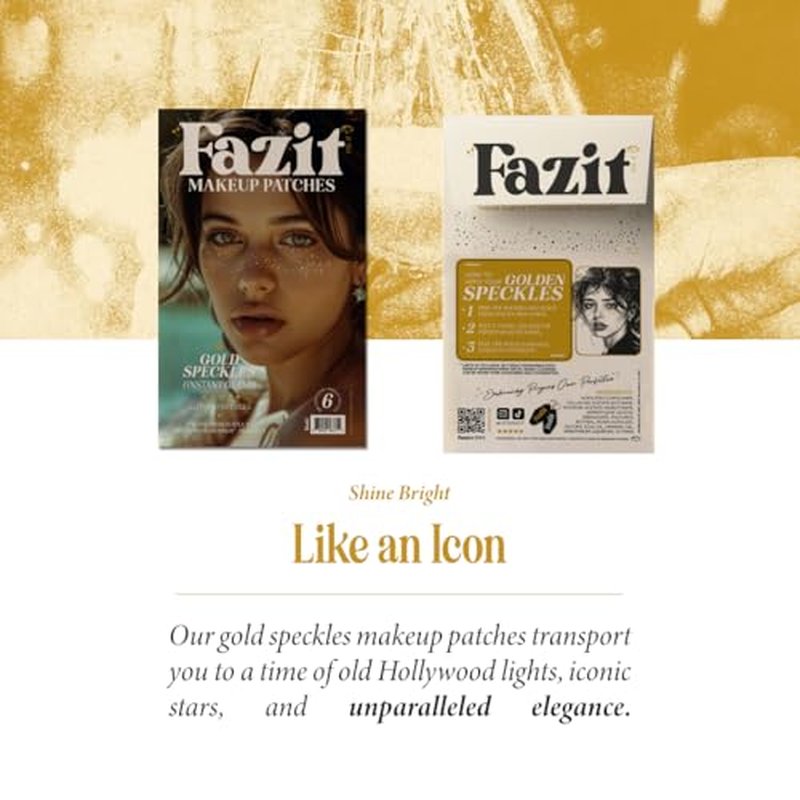 Fazit Makeup Patches - Gold Speckles - Glow Up Make-Up Patches - Cute Glitter Makeup Accessories for Women - Cosmetic Glitter for Face