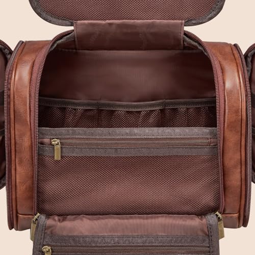 Personalized Men’s Travel Toiletry Bag - Cognac, Custom Initials, M