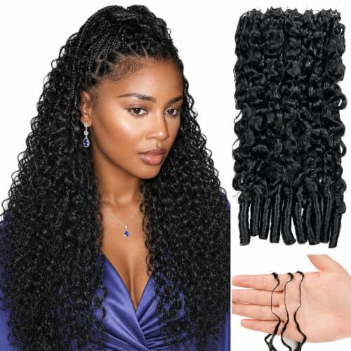 Alididi Mini Knots Burmese Curly Crochet Human Hair 18 Inch, 100 Strands, Knotless & Reusable