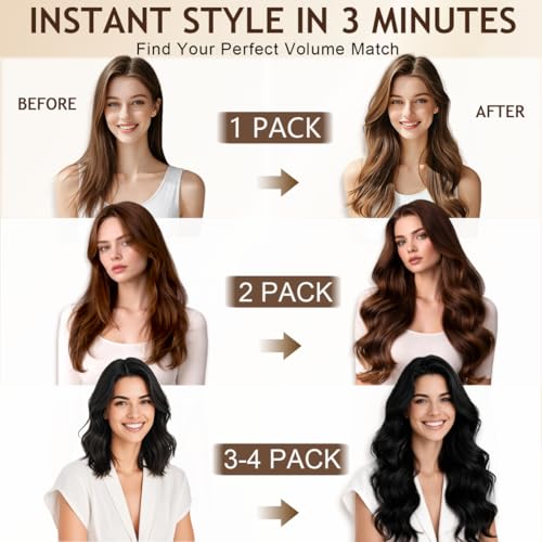 Dark Brown 16 Inch Remy Human Hair Clip-In Extensions - Natural Thick & Seamless, 4PCS