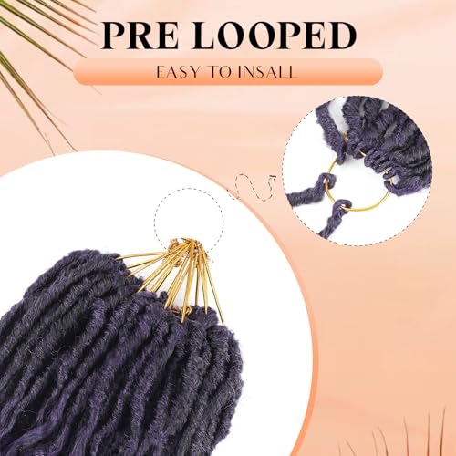 12 Inch Deep Faux Locs Crochet Hair for Black Women - 8 Packs, Purple