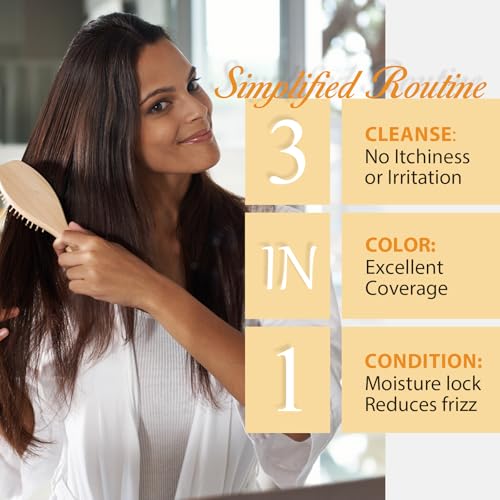 Msktasy Blonde Brown 3-in-1 Hair Dye Shampoo for Gray Coverage, Nourishing Color for Women & Men
