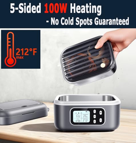 Rhudaky 27000mAh Cordless Heated Lunch Box with Dual 6.3-Cup Containers & XXL Bag - Gray