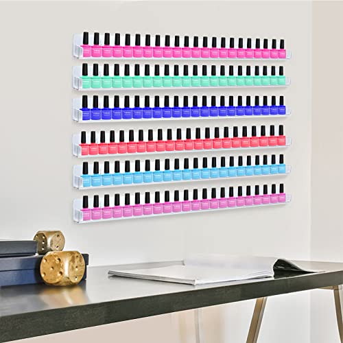 Trophable 24-Inch Clear Wall Mounted Nail Polish Rack Set - 6 Pack