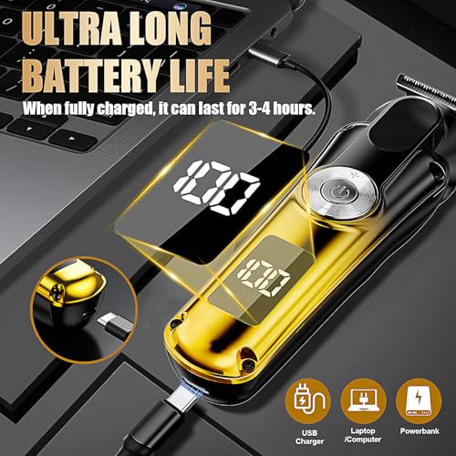 Gzbdz 6-in-1 Waterproof Men’s Beard & Hair Trimmer Kit with T-Blade, Nose & Body Groomer