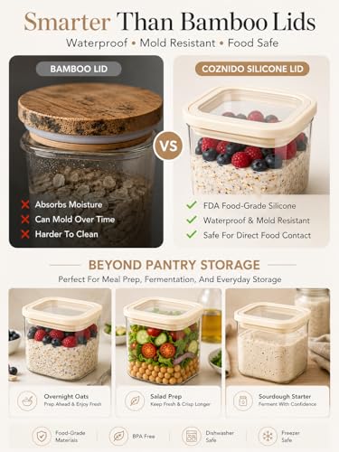 12-Pack Square Glass Food Storage Containers with Glass Lids - 24oz, 40oz, 53oz - Kitchen Pantry Organization
