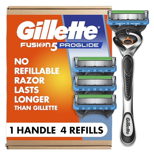 Gillette Fusion ProGlide Razor for Men, Handle + 4 Blade Refills, Plastic/Acrylic Handle