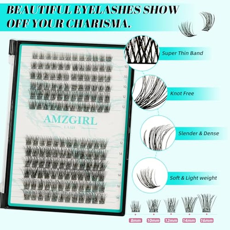 Lash Clusters kit Daybreak Lash Extension Kit with Lash Bond & Seal Lash Remover and Lash Applicator for Diy Lash Extension Kit at Home(D-Mix8-16mm kit,Daybreak-v03)