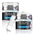 2pcs Face Cream Collagen, Retinol & Hyaluronic Acid Cream, 1.7 fl.oz Anti-Aging Facial Moisturizer, Daily Moisturizer Face Lotion for All Skin Tapes, Women and Men