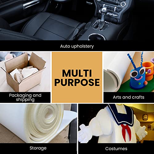 Open Cell Upholstery Foam Padding - 1/4 Inch Thick, 56 Inches Wide, 5 Yards - Soft Supportive Cushioning for DIY & Crafts