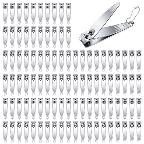 120 Pack Stainless Steel Nail Clippers Set with Carry Chain