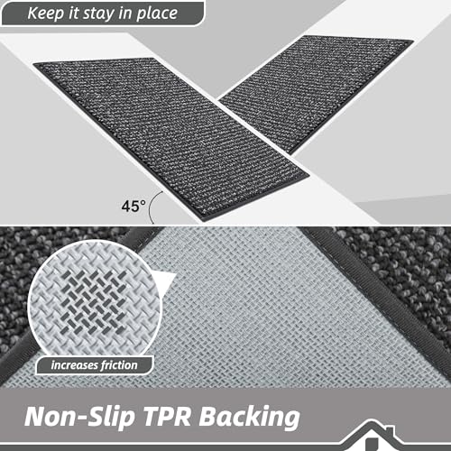 Kitchen Runner Rug 24x96 Charcoal Non-Slip Absorbent Floor Mat