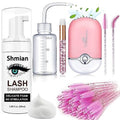 Lash Shampoo for Lash Extensions, 50ml Eyelash Foam Cleanser and 50 Pcs Eyelash Brush and Rinse Bottle Mini Fan Oil Free/Sulfate Free Eyelash Wash Remover For Eyelash Extension Makeup Removel