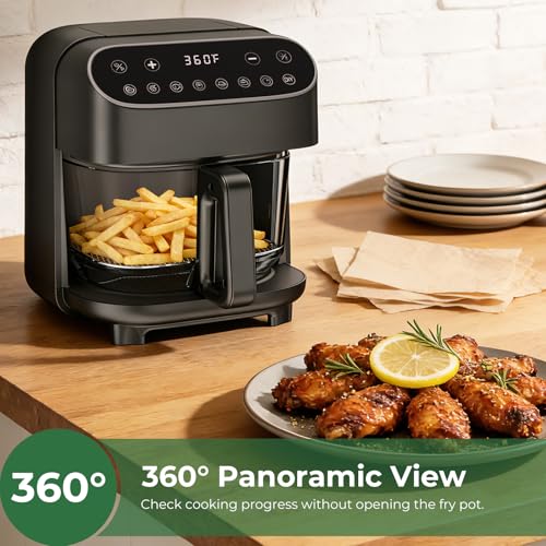 5 QT Glass Air Fryer with Digital Touch Control - Black