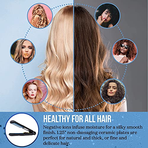 HAI Convertible Ceramic Hair Straightener - Professional Flat Iron for All Hair Types - Classic Blue