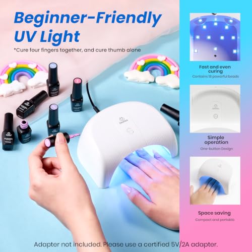 Beetles Gel Nail Polish Kit with UV Light - 32 Color Multicolor Set, 68pcs DIY Manicure