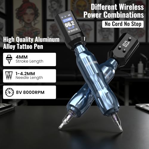 Wireless Tattoo Kit with Dual Rechargeable Power Supplies - Complete Professional Set