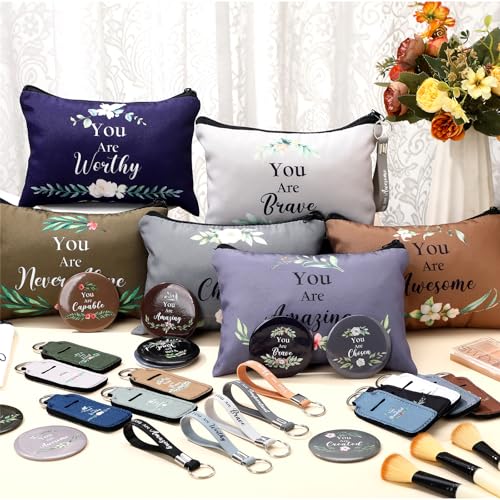 Christian Makeup Bags Keychains Bible Verse Dark Color - Inspirational Gift Set
