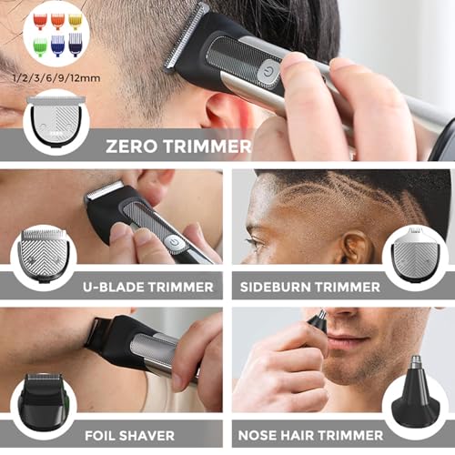 Beard Trimmer for Men ? Stainless Steel Electric Razor & Shaver, Cordless Hair Clippers Grooming Kit, IPX7 Waterproof Nose Ear Face Body Trimmer, USB-C Rechargeable with Travel Lock, Gifts for Men