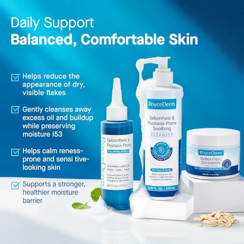Seborrheic Dermatitis Care Set Face Wash Serum & Face Cream - Fragrance-Free Routine for Sensitive Skin