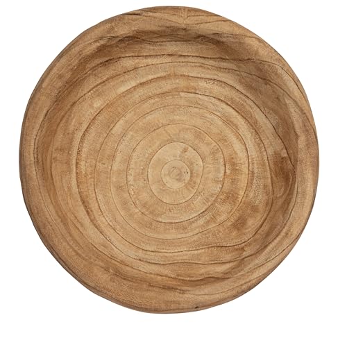 Natural Finish Wooden Bowl - Handmade Paulownia Accent for Decor