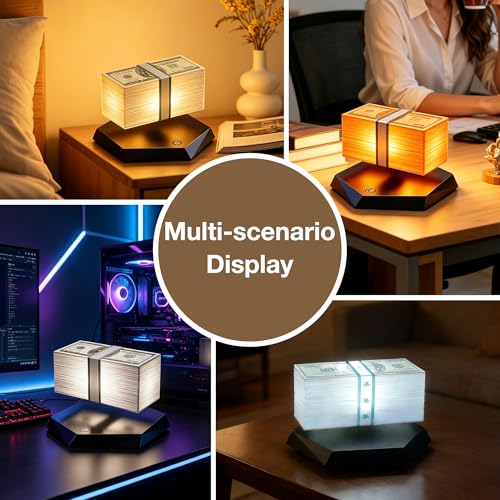 Floating Money Lamp with Magnetic Levitation - 3 Color Desk Light for Office & Gaming Room