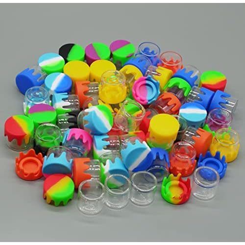 6ml Silicone Glass Wax Containers Airtight with Silicone Lid Concentrate Jar Multi Use (50)