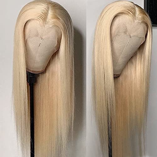 Blonde Lace Front Wig 24 Inch Long Straight Synthetic Hair for Women