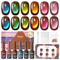 Beetles Mocha Sweater Cat Eye Gel Nail Polish Set, 6 Colors, 9ml - Brown Nude Gold Variation