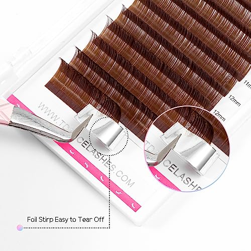 TDANCE Colorful Lashes Extension Mixed Length Tray Colored Eyelash Extensions Professional Salon Use(Brown-0.07-CC,8-15 mm)