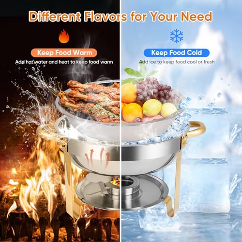 BOEASTER 2-Pack 5QT Stainless Steel Buffet Chafing Dishes Set with Gold & Silver Finish