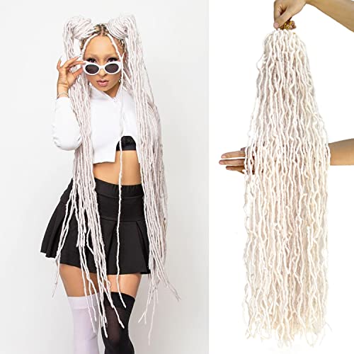 7-Pack White 36-Inch Soft Faux Locs Crochet Hair Extensions for Black Women - Pre-Looped, Long Style Variation of THIS Listing